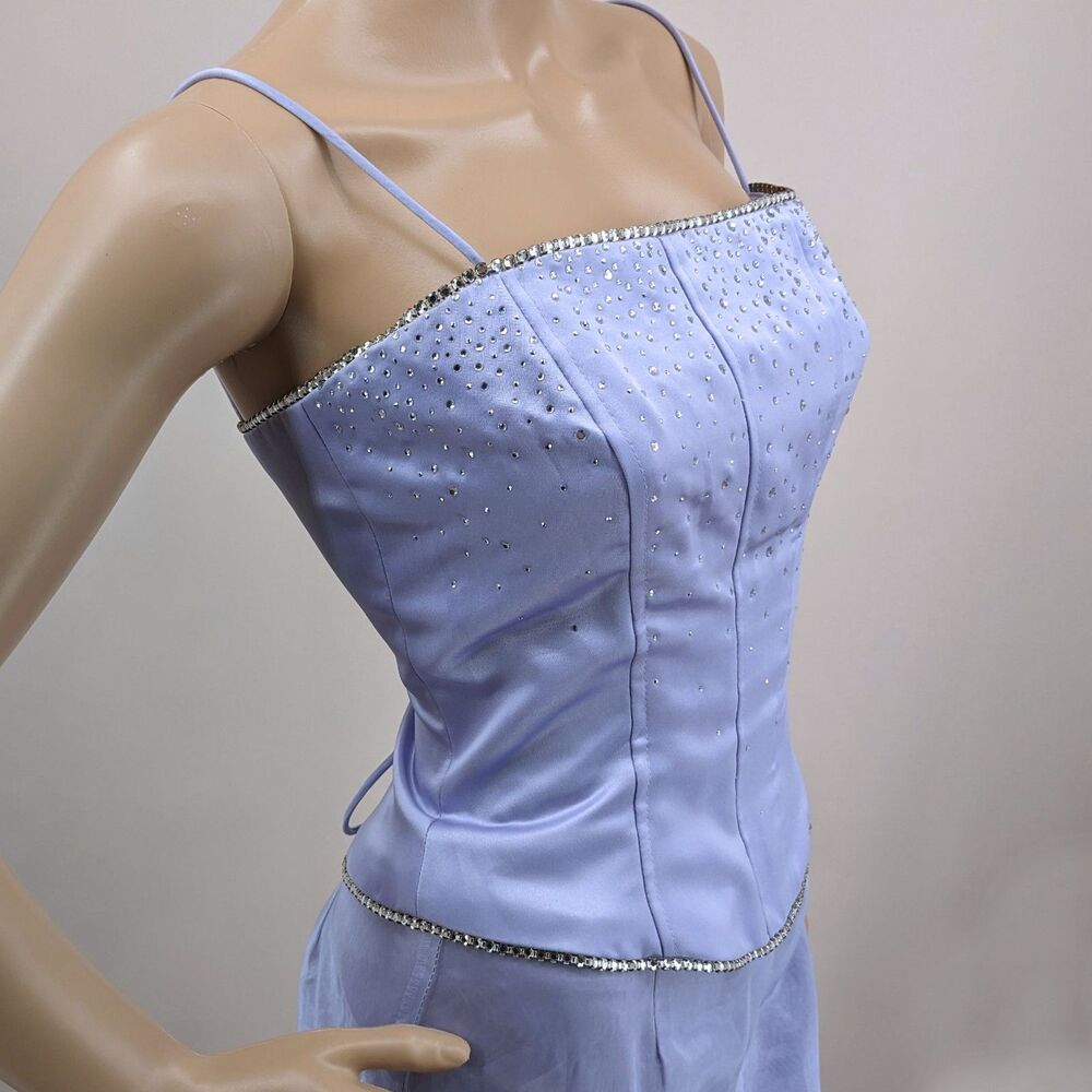 Vintage 90s Y2K Dave & Johnny Dress Prom 2pc Corset Rhinestone Purple Jrs 5/6